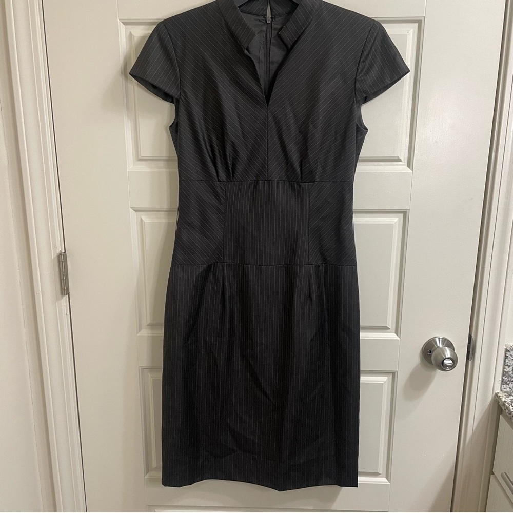 ANTONIO MELANI Charcoal Pinstripe Midi Dress